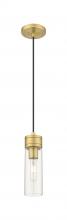  617-1P-BB-G617-8CL - Boreas - 1 Light - 3 inch - Brushed Brass - Cord Hung - Mini Pendant