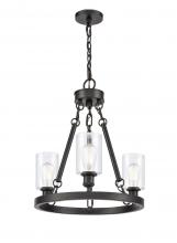  820-BK-G802 - Clymer - 3 Light - 20 inch - Matte Black - Chain Hung - Mini Chandelier