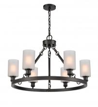  830-BK-G801 - Clymer - 6 Light - 30 inch - Matte Black - Chain Hung - Chandelier