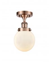  916-1C-AC-G201-6 - Beacon - 1 Light - 6 inch - Antique Copper - Semi-Flush Mount