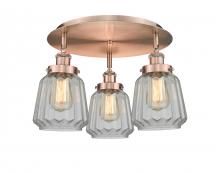  916-3C-AC-G142 - Chatham - 3 Light - 19 inch - Antique Copper - Flush Mount