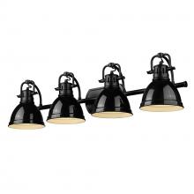 Golden 3602-BA4 BLK-BK - Duncan BLK 4 Light Bath Vanity in Matte Black with Black Shades Shade