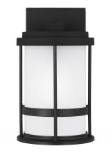  8590901D-12 - Wilburn modern 1-light outdoor exterior Dark Sky compliant small wall lantern sconce in black finish