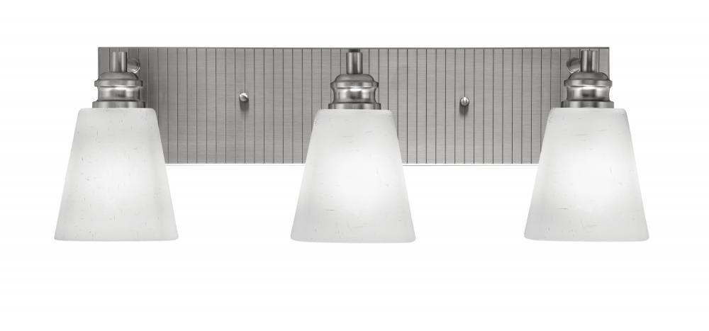 Edge 3 Light Bath Bar, Brushed Nickel Finish, 4.5" Square White Muslin Glass