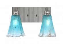  1162-BN-725 - Edge 2 Light Bath Bar, Brushed Nickel Finish, 5.5" Fluted Teal Crystal Glass