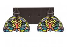  1162-ES-9905 - Edge 2 Light Bath Bar, Espresso Finish, 7" Kaleidoscope Art Glass