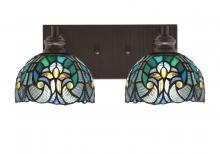  1162-ES-9925 - Edge 2 Light Bath Bar, Espresso Finish, 7" Turquoise Cypress Art Glass