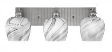  1163-BN-4819 - Edge 3 Light Bath Bar, Brushed Nickel Finish, 6" Onyx Swirl Glass