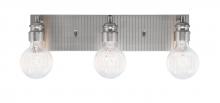  1163-BN-LED45C - Edge 3 Light Bath Bar, Brushed Nickel Finish, Ribbed Clear LED Bulbs