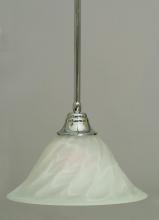  26-CH-5731 - One Light Chrome White Alabaster Swirl Glass Down Pendant