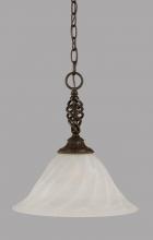  82-DG-5731 - One Light Dark Granite White Alabaster Swirl Glass Down Pendant