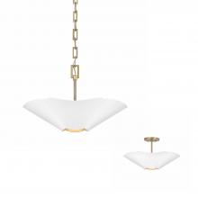  355442RE - 4 Lt Modern Botanical Dual Mount Pendant in Matte White w/ Painted Matte Brass Interior