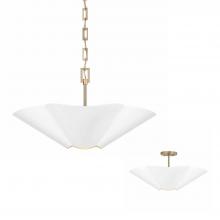  355443RE - 4 Lt Modern Botanical Dual Mount Pendant in Matte White w/ Painted Matte Brass Interior