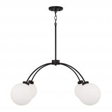  457141BI-557 - 4-Light Chandelier in Matte Black with Soft White Glass Globes