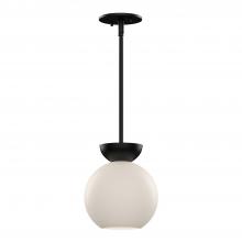  PD59708-BK/OP - Arcadia 8-in Black/Opal Glass 1 Light Pendant