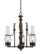  FX-3564/3 - 23" Inch Tall Metal Chandelier in Metal Wood Finish