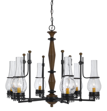  FX-3564/6 - 25" Inch Tall Metal Chandelier in Metal Wood Finish