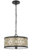  FX-3661-2 - 14.5" Height 2 in 1 Metal Pendant Chandelier in Black with Antique Brass Accents