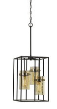  FX-3680-3 - 33.88" Heigh Metal Pendant with Glass Shades in Black/Antique Brass Finish