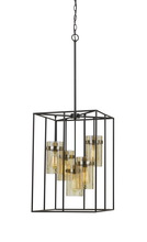  FX-3680-5 - 39.75" Heigh Metal Pendant with Glass Shades in Black/Antique Brass Finish