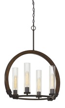  FX-3691-4 - 30.3" Height Metal and Wood Chandelier in Wood/Iron Finish