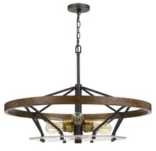  FX-3721-6 - Sherrill Metal/Wood Chandelier (Edison Bulbs Not included)