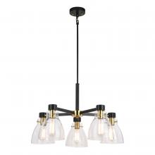  H0307 - Elgin 27-in. 5 Light Chandelier Black and Gold