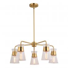  H0294 - Harper 27-in. W 5 Light Chandelier Natural Brass