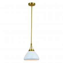  P0369 - Dayna 10-in Pendant Satin Brass and Glossy White with Matte White