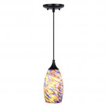  P0386 - Milano 4.75-in. Mini Pendant Terra Tide Glass Matte Black