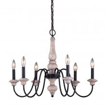  H0236 - Georgetown 6L Chandelier Vintage Ash and Oil Burnished Bronze