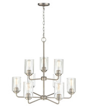  9609-SN - Moven 9-Light Chandelier Ceiling Light Satin Nickel