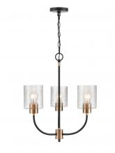  9423-MB/MG - Renitta 3-Light Chandelier Ceiling Light Matte Black Modern Gold