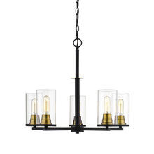  3485-MB/HBZ - Pasadena 5-Light Chandelier Ceiling Light Matte Black/Heirloom Bronze