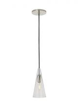  SLPD280CN-L - Sean Lavin Lustra 1-light dimmable small accent pendant with polished nickel finish and glass shade