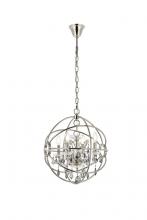  1130D17PN-SS/RC - Geneva 4 Light Polished Nickel Pendant Silver Shade (Grey) Royal Cut Crystal