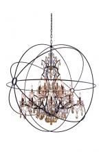  1130G60DB-GT/RC - Geneva 25 Light Dark Bronze Chandelier Golden Teak (Smoky) Royal Cut Crystal