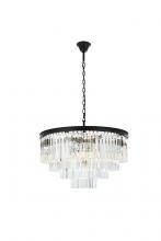  1201D32MB/RC - Sydney 17 Light Matte Black Chandelier Clear Royal Cut Crystal