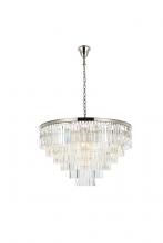  1201D44PN/RC - Sydney 33 Light Polished Nickel Chandelier Clear Royal Cut Crystal