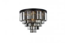  1201F32MB-SS/RC - Sydney 17 Light Matte Black Flush Mount Silver Shade (Grey) Royal Cut Crystal