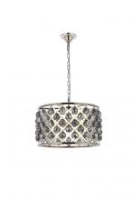  1206D20PN-SS/RC - Madison 6 light polished nickel Pendant Silver Shade (Grey) Royal Cut Crystal