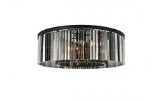  1208F43MB-SS/RC - Sydney 10 Light Matte Black Flush Mount Silver Shade (Grey) Royal Cut Crystal