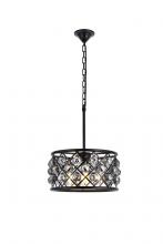  1214D16MB-SS/RC - Madison 4 Light Matte Black Pendant Silver Shade (Grey) Royal Cut Crystal