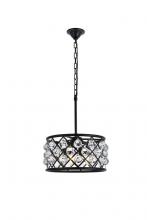  1214D16MB/RC - Madison 4 Light Matte Black Pendant Clear Royal Cut Crystal