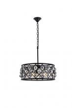  1214D20MB-SS/RC - Madison 5 Light Matte Black Chandelier Silver Shade (Grey) Royal Cut Crystal