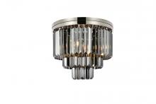  1231F20PN-SS/RC - Sydney 9 Light Polished Nickel Flush Mount Silver Shade (Grey) Royal Cut Crystal