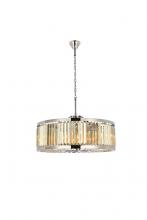  1233D35PN-GT/RC - Chelsea 10 light polished nickel Chandelier Golden Teak (Smoky) Royal Cut Crystal