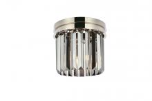  1238F12PN-SS/RC - Sydney 3 Light Polished Nickel Flush Mount Silver Shade (Grey) Royal Cut Crystal