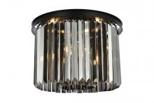  1238F20MB-SS/RC - Sydney 6 Light Matte Black Flush Mount Silver Shade (Grey) Royal Cut Crystal