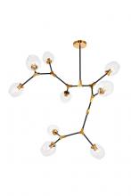  1712G79LAB - Cavoli 9 Light in Light Antique Brass and Flat Black Pendant